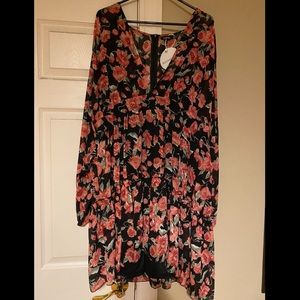 Boohoo Floral Print Ruffle Dress
